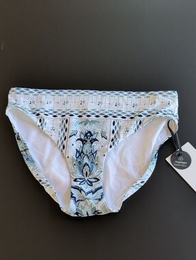 Blue Printed Women's CALIA Bikini Bottom - Lightweight Swim Brief